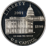 2001-P Capitol Visitor Silver Commemorative $1 PCGS PR68 DCAM - Blue Label