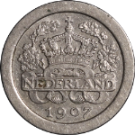 Netherlands 5 Cents, 1907, KM #137, VF