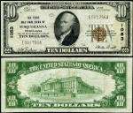 Susquehanna PA-Pennsylvania $10 1929 T-1 National Bank Note Ch #1053 FNB VF+