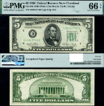 FR. 1961 D W I $5 1950 Federal Reserve Note Cleveland D-A Block Wide I Gem PMG CU66 EPQ