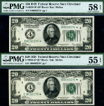 FR. 2050 D* $20 1928 Federal Reserve Note Cleveland D-* Block Choice PMG AU58 EPQ Star