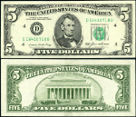 FR. 1978 D $5 1985 Federal Reserve Note Cleveland D-B Block Gem CU