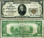 Susquehanna PA-Pennsylvania $20 1929 T-1 National Bank Note Ch #3144 City NB VF