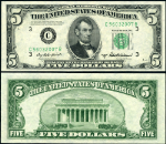 FR. 1963 C $5 1950-B Federal Reserve Note Philadelphia C-B Block Choice CU