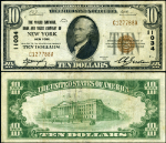 New York NY-New York $10 1929 T-1 National Bank Note Ch #11034 Public NB & TC VF