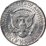 1964-D Kennedy Half Dollar Mint ERROR Reverse Struck Thru NGC Unc Details