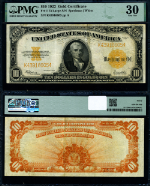 FR. 1173 $10 1922 Gold Certificate PMG VF30