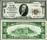Washington PA-Pennsylvania $10 1929 T-1 National Bank Note Ch #3383 Citizens NB Choice CU