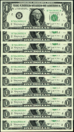 FR. 1902 B $1 1963-B Federal Reserve Note New York B-H Block Gem CU 10pc CONSEC
