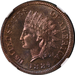 1884 Indian Cent Proof CAC Sticker NGC PF66 RB Superb Eye Appeal