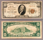 Baltimore MD $10 1929 T-1 National Bank Note Ch #1413 First NB Fine