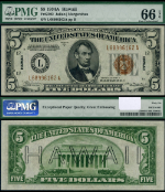 FR. 2302 $5 1934-A Hawaii Note L68996162A Gem PMG CU66EPQ