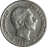 Spain 1885 Ten (10) Centimos KM#685 XF Details