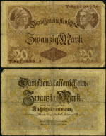 FR. 48 B 20 Mark 1914 World Paper Money Germany Fine