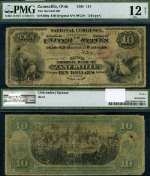 Zanesville OH $10 1865 National Bank Note Ch #131 Second NB PMG Fine12 NET