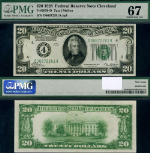 FR. 2050 D $20 1928 Federal Reserve Note Cleveland D-A Block Superb PMG CU67