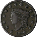 1824/2 Large Cent Nice VF+ N.1 R.1+ Nice Eye Appeal Nice Strike
