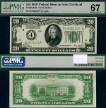 FR. 2050 D $20 1928 Federal Reserve Note Cleveland D-A Block Superb Gem PMG CU67