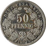 Germany: Empire 1877-H Fifty (50) Pfennig KM#8 Nice F/VF - Great Eye Appeal