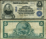 Lincoln IL-Illinois $5 1902 PB National Bank Note Ch #3613 American NB Fine