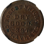 Robert Wright, Dry Goods Cincinnati OH 1863 Store Card NGC MS62BN Strong Strike