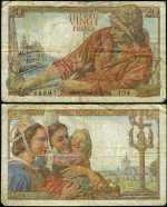 Pick# 100a 20 Francs 1943 France Fine