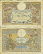 Pick# 86b 100 Francs 1939 France Split Top Margin VF