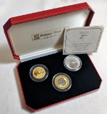 2000 Isle of Man 3 Coin Set - 5 Pnd Titanium, 1/2 Crown Bi-Metal, 1/2 Crown Gold