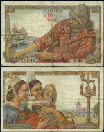 Pick #100a 20 Francs 1942-49 France Splits Fine