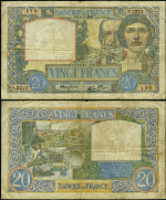 Pick #92b 20 Francs 1940 France Pinholes Fine