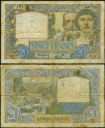Pick #92b 20 Francs 1941 France Pinhole Fine