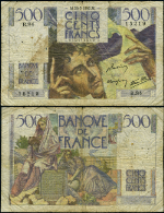 Pick #129a 500 Francs 1946 France Pinhole/Split VG