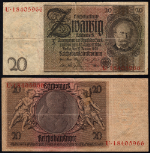 FR. 181a 20 1929 World Paper Money Germany F