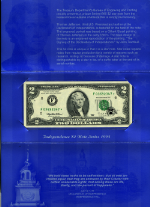 1995 $2 Star Note Atlanta District BEP Independence Folder - STOCK