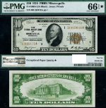 FR. 1860 I $10 1929 Federal Reserve Bank Note Minneapolis I-A Block Gem PMG CU66 EPQ*