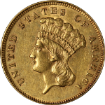 1858 Indian Princess Gold $3 AU/BU Details Scarce Date