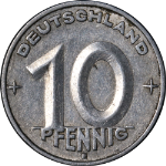 Germany: Democratic Republic 1953-E Ten (10) Pfennig KM#7 VF