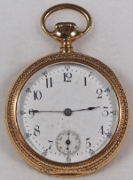 American Waltham Pocket Watch 12 Size 14k Open-Face - Working