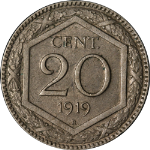 Italy 1919 Twenty (20) Centesimi KM#58 XF