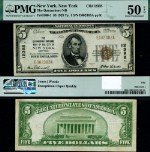 New York NY-New York $5 1929 Ty 1 National Bank Note Ch #12398 Queensboro NB of City PMG AU50 EPQ