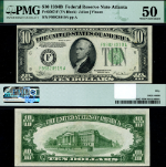 FR. 2007 B $10 1934-B Federal Reserve Note F-A Block PMG AU50