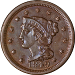 1849 Large Cent Nice Unc Great Eye Appeal Strong Strike