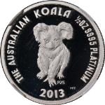 2013 Australia $50 Platinum Koala NGC PF69 Ultra Cameo 25th Anniv Label - STOCK