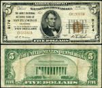 San Fran CA-California $5 1929 T-1 National Bank Ch #9174 Anglo California NB VF