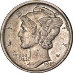 1920-D Mercury Dime Split Bands Nice BU+ Great Eye Appeal Strong Strike