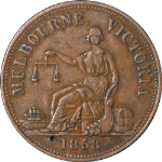 Trade Token 1858 Melbourne Victoria - Hide &amp; De Carle Grocers &amp; Wine Merchants