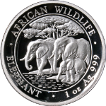 2013 Somali Republic 1 Ounce Silver Elephant - High Relief African Wildlife OGP