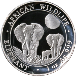 2014 Somali Republic 1 Ounce Silver Elephant - High Relief African Wildlife OGP