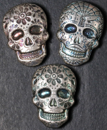 (3) Monarch 2 Ounce Silver Dia de Los Muertas Colorized Skull(s) 999 - 3 Pieces