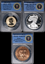 2016 Ronald Reagan Coin Chronicles 3 Coin Set ANACS PR70/RP70 Eagle/Medal STOCK